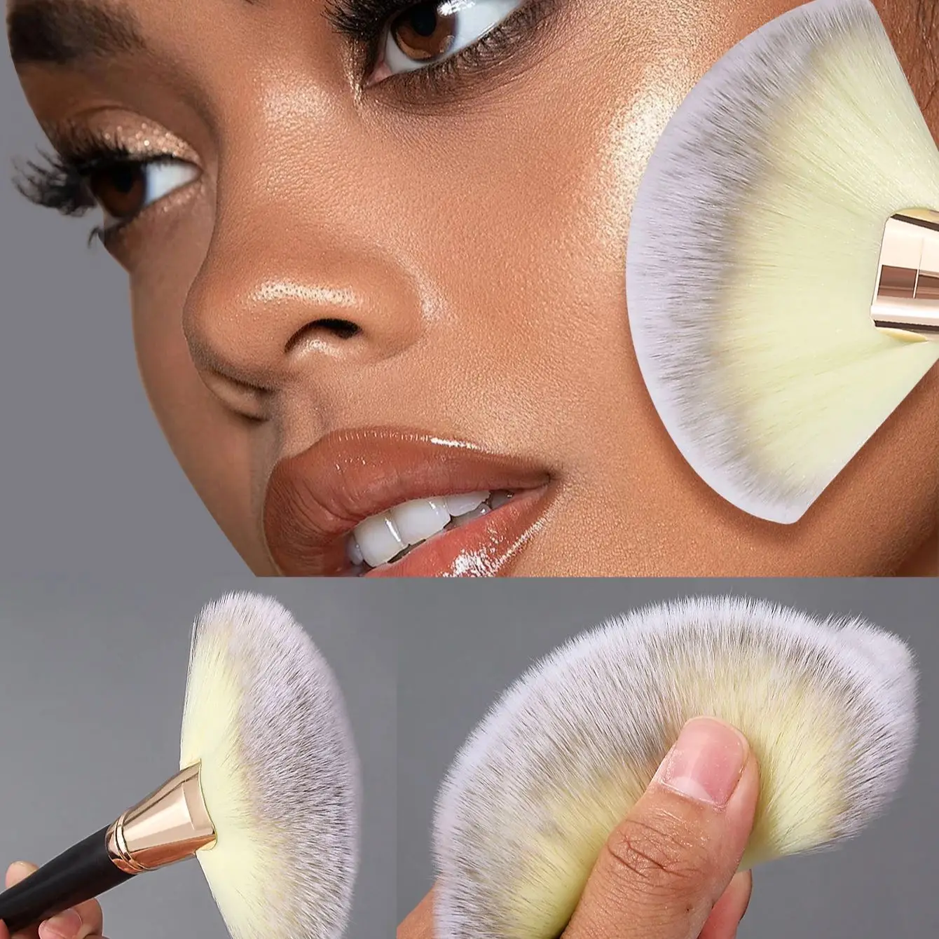 1pc extra large three-color hair fan brush beauty special soft brush brush brush loose brush beginner beauty tool