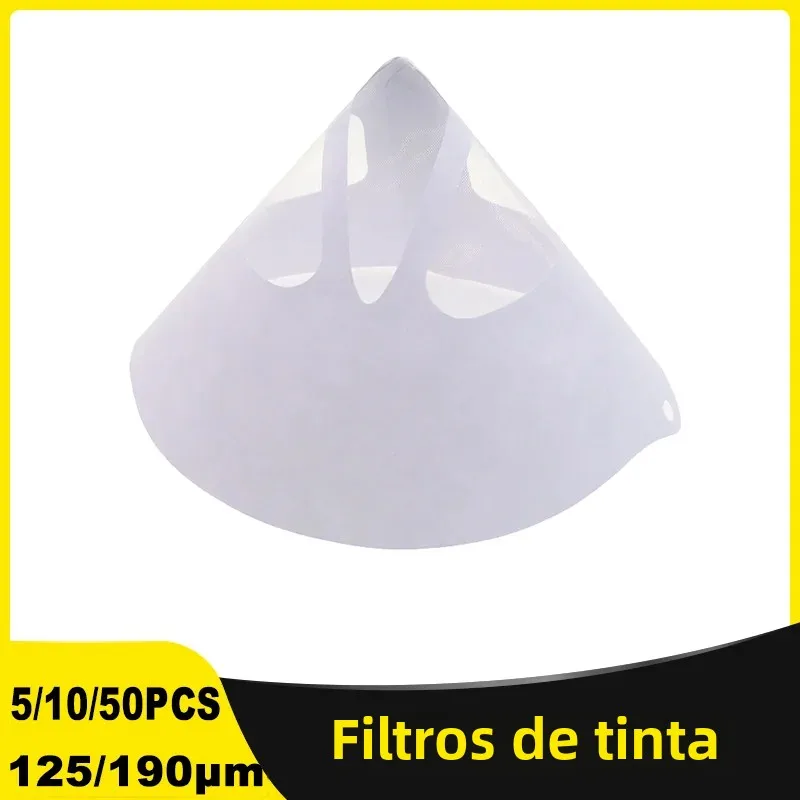 5/10/50 pacotes de filtros de tinta filtros de tinta 125/190 mícrons cones de filtro de tinta com malha de náilon fina-pintura artesanato automotivo