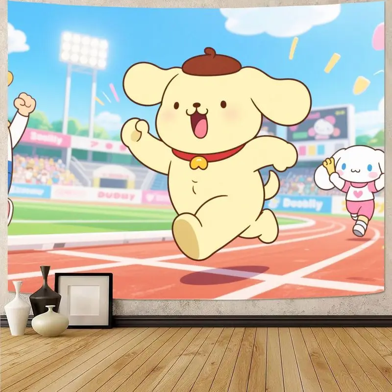 

1 шт. Sanrio Pompompurin Cinnamoroll гобелен для бега современный кавайный полиэстер настенное искусство Декор для спальни подарок для фанатов