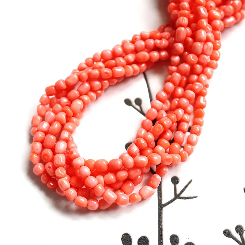 HEJI Natural Dyed Sardine Red Pink Coral 4x5mm 15\