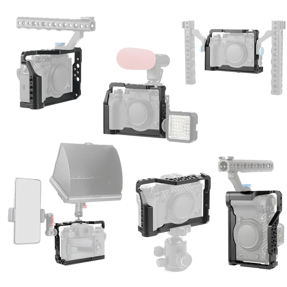 XT3 Camera Cage Cable Clip, Magic Arm, Top Handle Grip Cold Shoe Mount for Fujifilm X-T3 X-T2 DSLR Protective Tripod Stabilizer