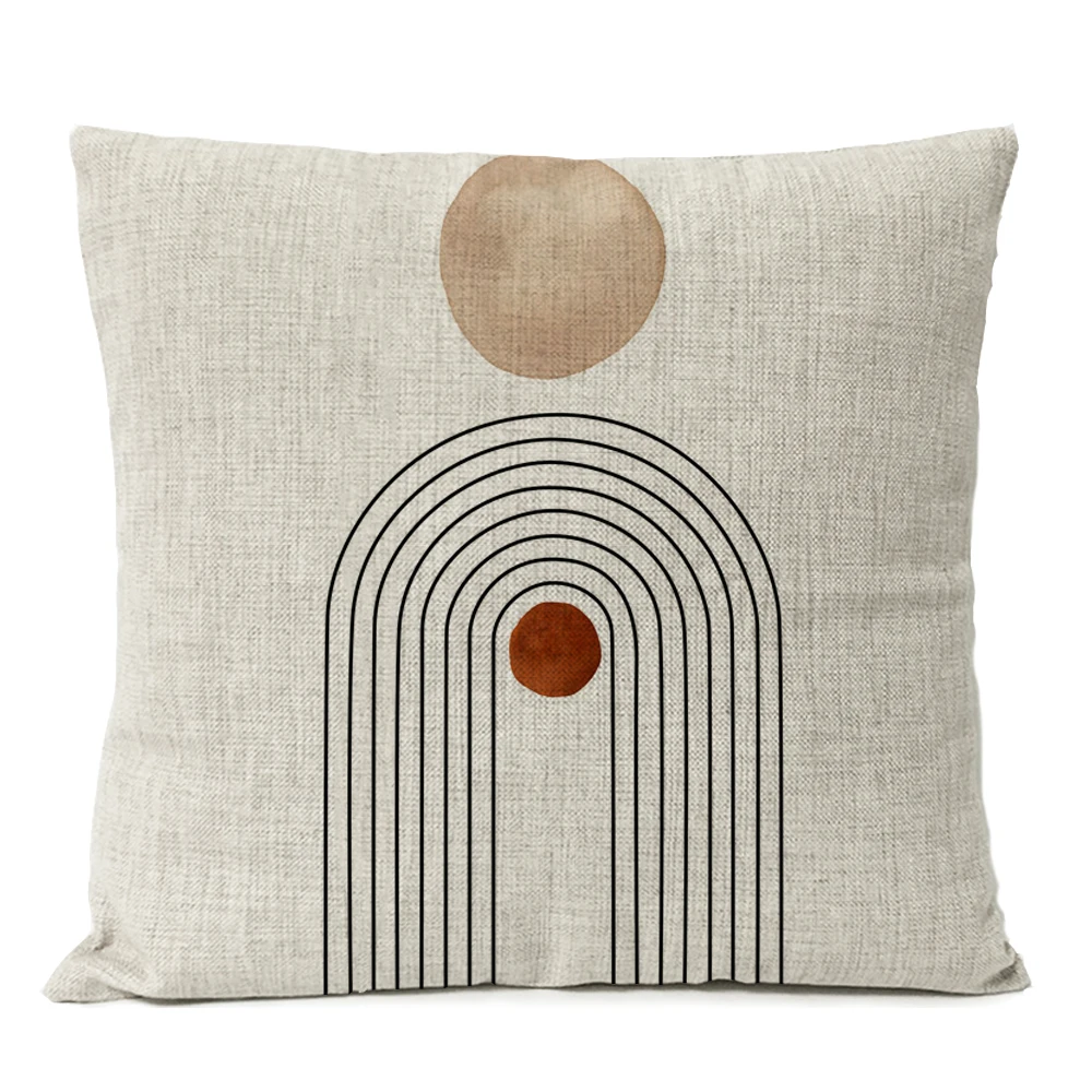 Home Decorative Boho Throw Pillow Cover Geometry Bohemia Sun Moon Leaf Linen Pillow Case Living Room Office Decor Sofa Cushion