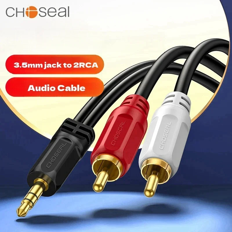 CHOSEAL 2RCA 3.5mm Jack Cable RCA Audio AUX Cables for Home Theater DVD TV Amplifier RCA to 3.5mm Speaker Wire