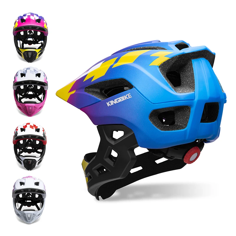 KINGBIKE Detachable Full Face Bicycle Helmet for Kids Road Mountain Cycling Safe Cap Child Downhill Scooter Balance Bike Helmets