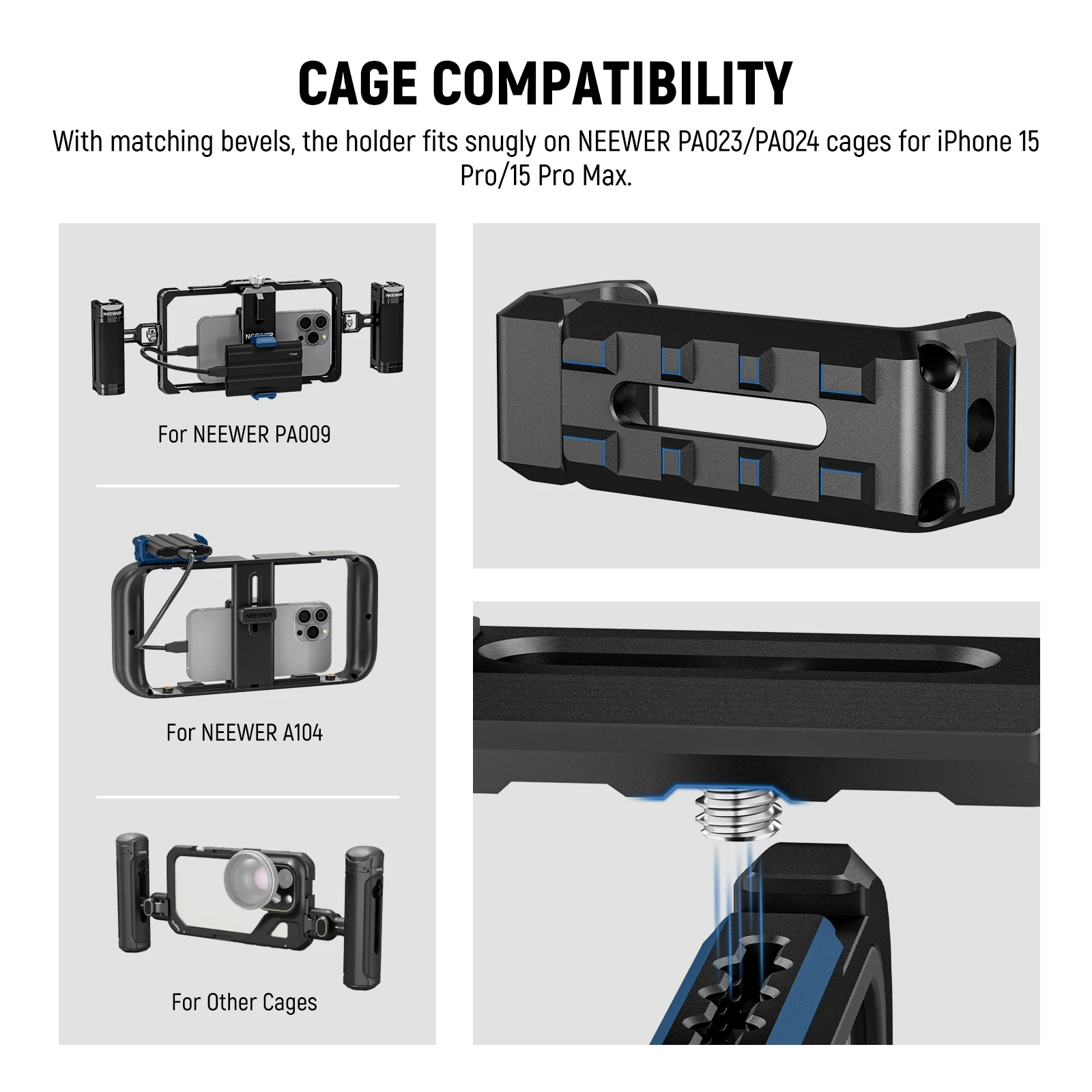 NEEWER T5 T7 T9 SSD Holder Mount Bracket for iPhone 15 Pro Max Phone Cage 2.2\