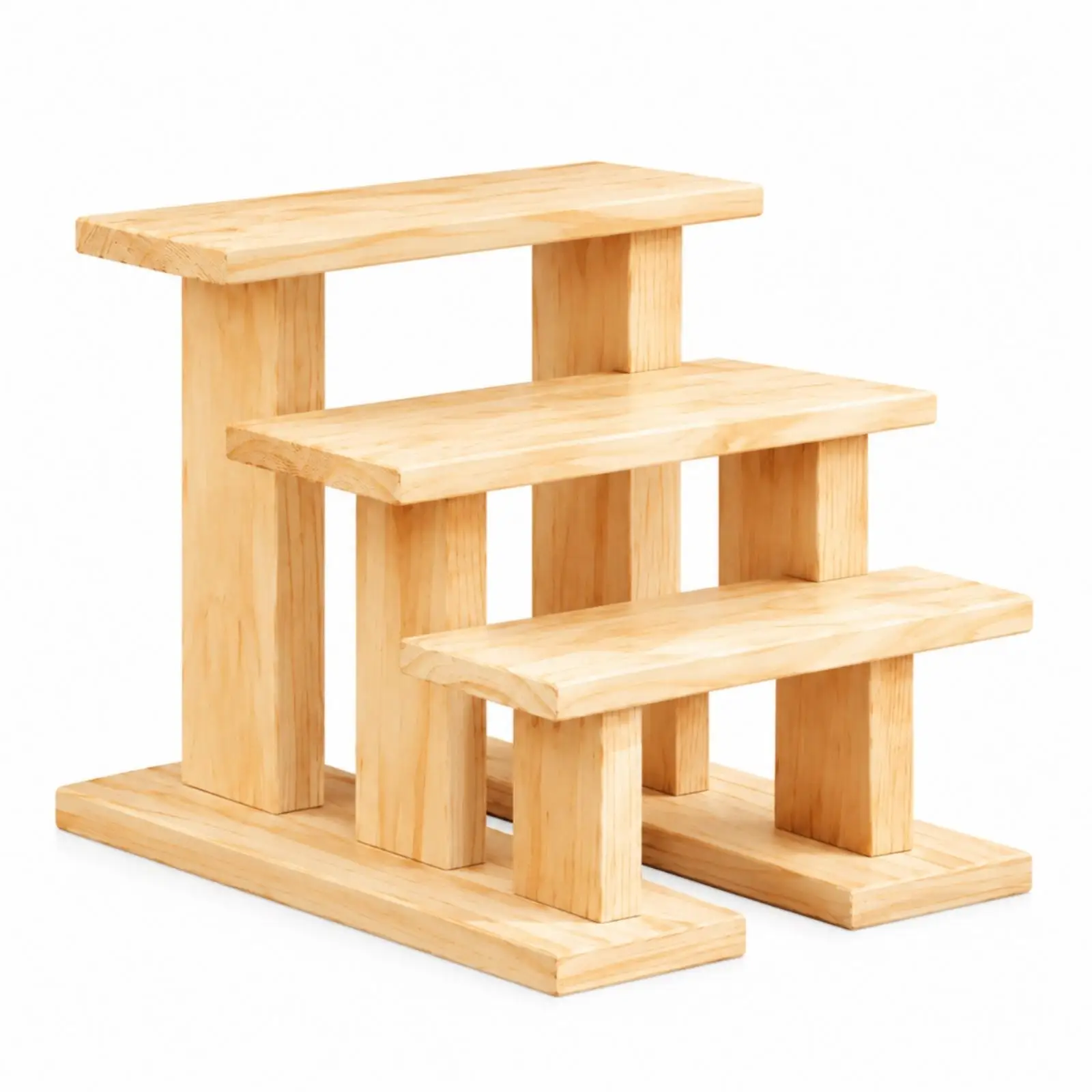 Tiered Display Stand Sturdy Stepped Wooden Plant Stand Plant Shelf Stable for Windowsill, Balcony