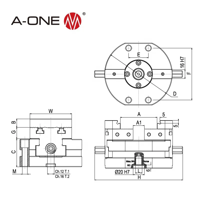 A-ONE Steel Square Clamp Rotary Table 5 Axis CNC Machine Self Centering Vise 3A-110511