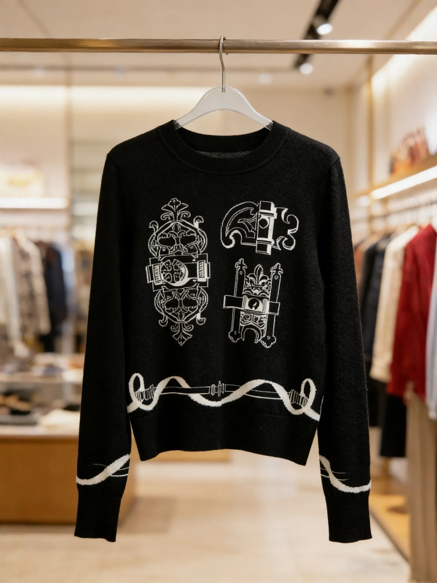 

Spring Summer 2026 Women's Knitted Long Sleeve Pullover Sweater Floral Embroidery Pattern Soft Casual Style Comfortable Breat...