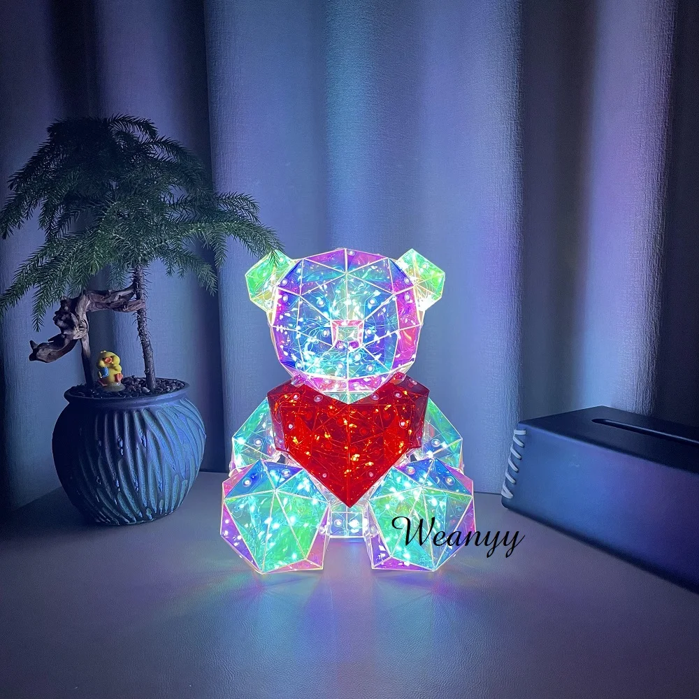 Luminous Teddy Bear Night Ambient LED Light 3D Twinkle Bear USB Projector Kids Gift Romantic Girlfriend Gift Valentine‘s Bedroom