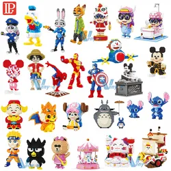 1250pcs+ Cartoon Doraemon Luffy Building Blocks Figures Stitch Nick Judy Micro Bricks Thousand Sunny Toys For Christmas Gift