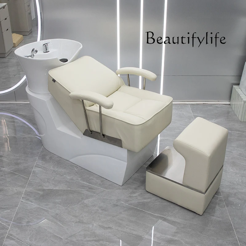 

Hair salon hair treatment shampoo bed water heater integrated hair salon barber shop special flush bed semi-reclining