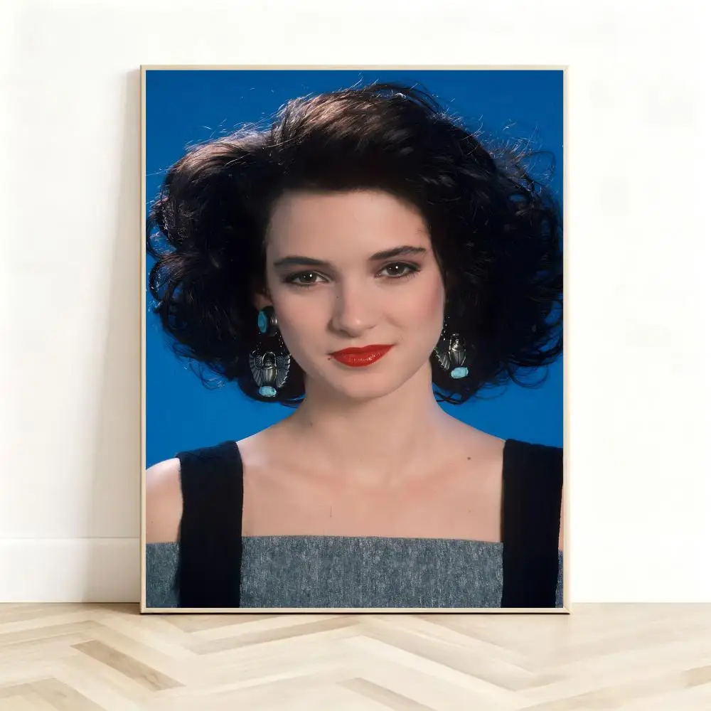 Movie Celebrity W-Winona Ryder Poster Classic Self-Adhesive PP Wall Sticker for Living Room Bar Decor Gift
