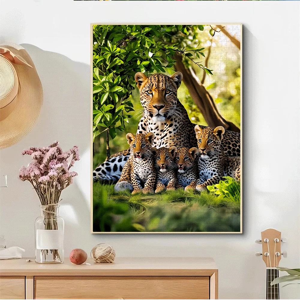 Leopard Cub 1000 stuks groot puzzelspeelgoed, spel voor volwassenen, cadeau voor familie, interactief leuk, doe-het-zelf-huisdecoratie, hersenuitdaging - perfect