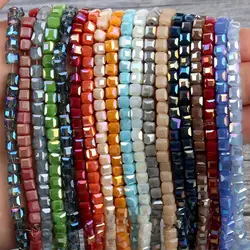 Czech Cube Crystal Spacer Beads Mixed Color 2/3/4MM Faceted Glass Square Loose Beads for Jewelry Making DIY Handmade Accessories