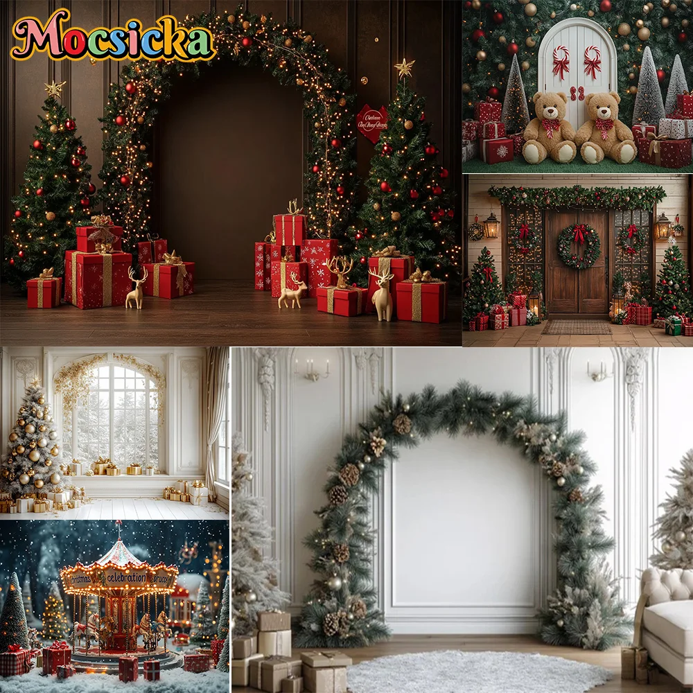 

Mocsicka фон для фотосъемки праздничный венок подарок рождественские украшения семейный рождественский праздник портретные фоны для фотографий