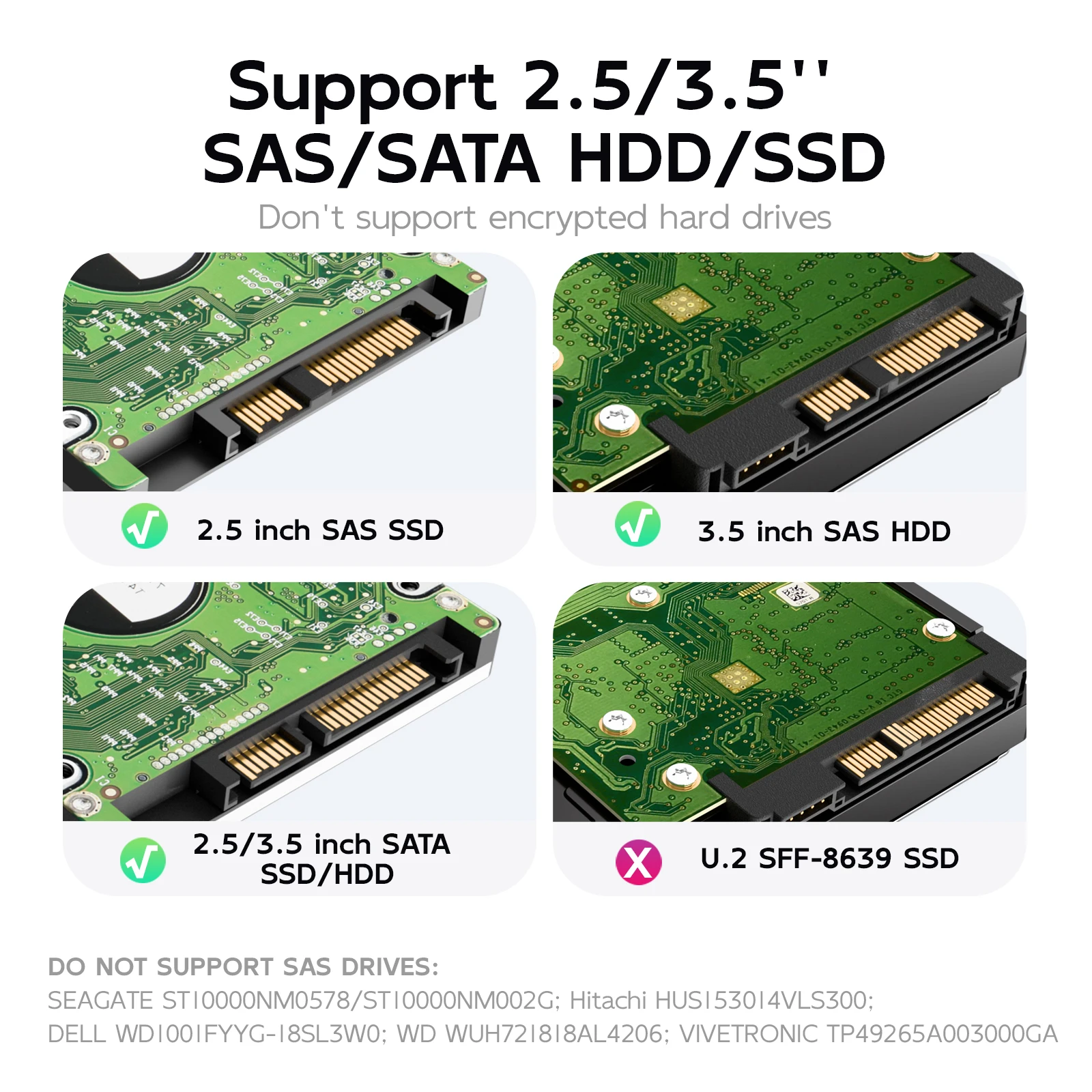 MAIWO 2,5/3,5 Zoll SAS/SATA Externes Festplattengehäuse SAS/SATA HDD-Gehäuse SATA zu Typ-C HDD-Dock Unterstützt Max. 30T HDD/SSD-Festplatten – Detail 6