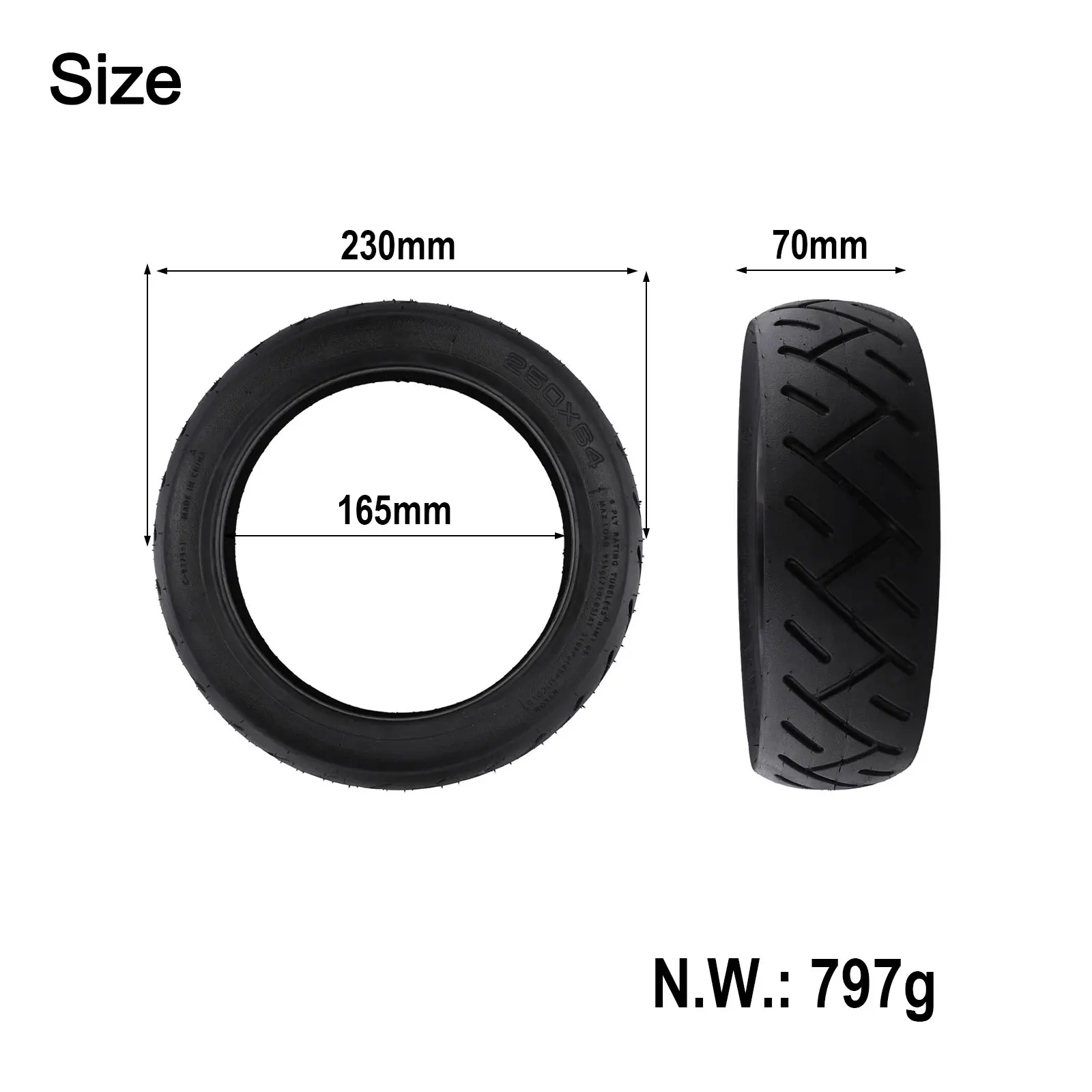 

Electric Scooter Tire 10 Inch 250*64 Self-Repair Tubeless Tyre For Xiaomi 4Ultra Electric Scooter Puncture-proof Vacuum Tyre