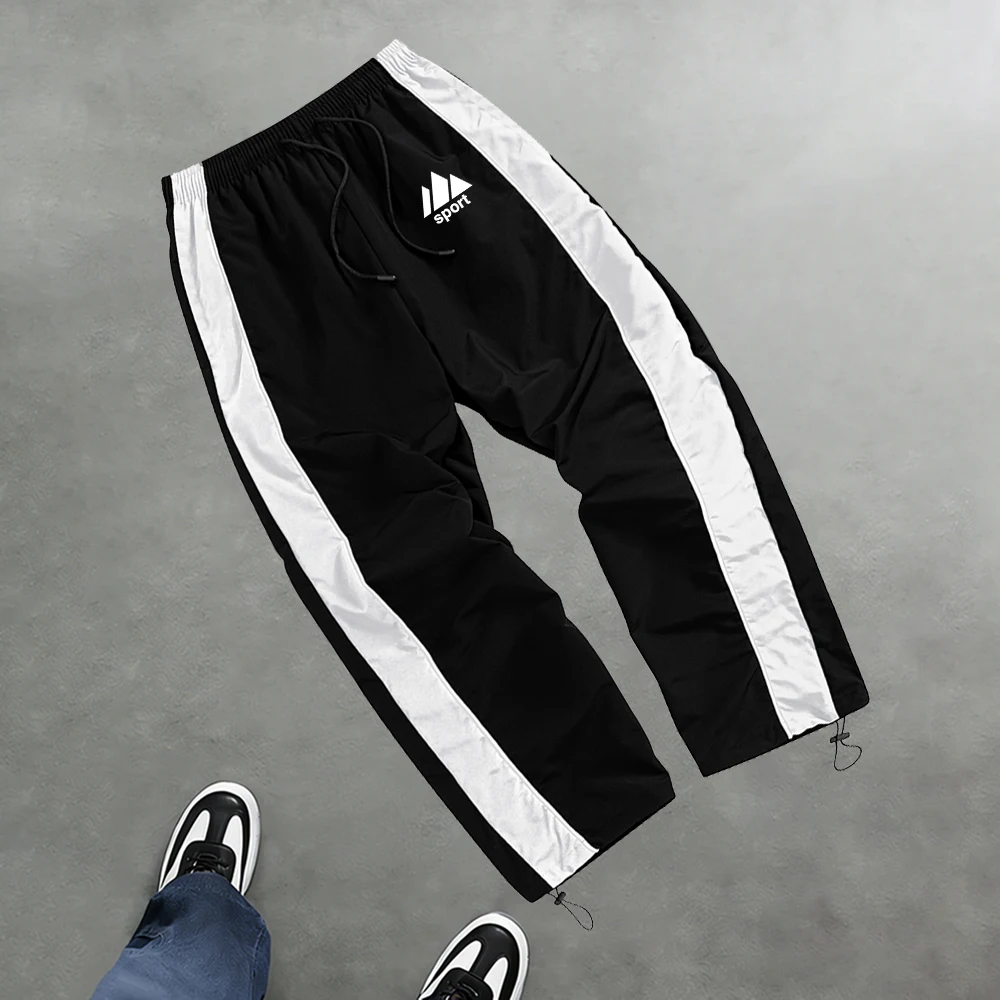 Men's Unique Triangle Print Trousers For Daliy Outdoor Fitness Commute And Running Casual Loose Fit Drawstring Athletic Pants