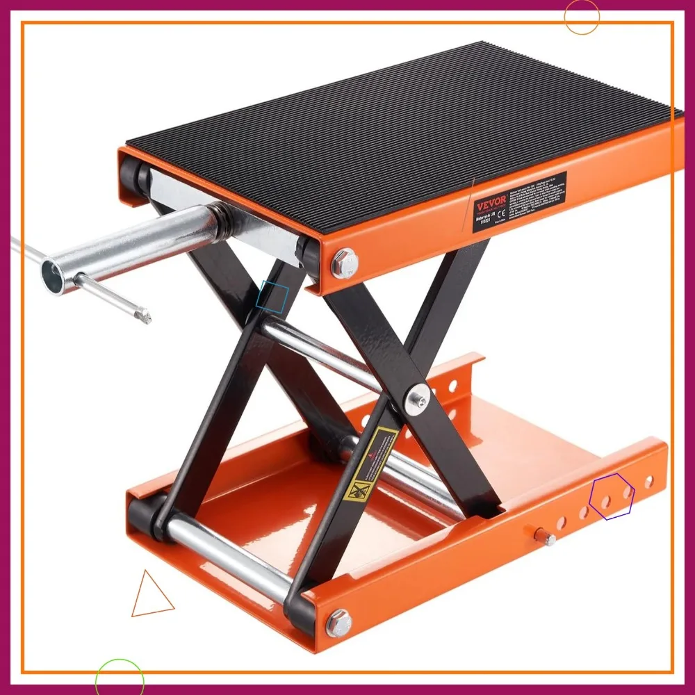 

1100 LBS Motorcycle Scissor Lift Jack with Wide Deck & Safety Pin, 3.7-13.8 Inch Adjustable Height for Bike Maintenance
