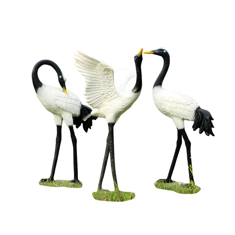 

Outdoor fiberglass crane animal ornament simulation red-crowned crane animal sculpture garden landscape