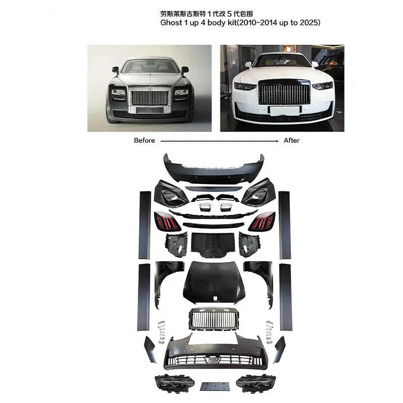 For Rolls-Royce Ghost Gen 1 to Gen 5 Facelift Front/Rear Bumper Clips Body Kit Old to New Upgrade Conversion Kit