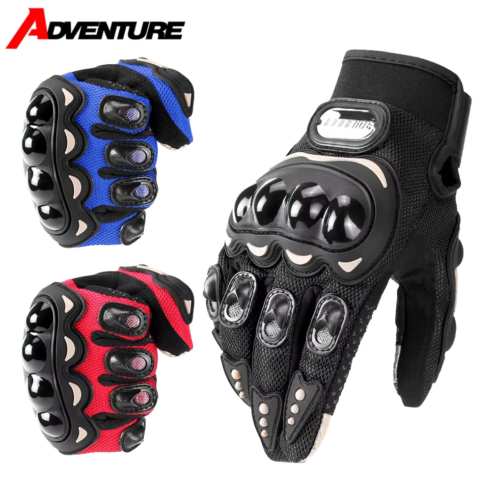 Herren-Motorradhandschuhe sind atmungsaktiv, kratzfest, für alle Jahreszeiten, Touchscreen, sturzsichere Offroad-Motorradhandschuhe