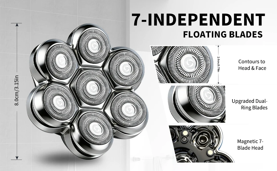 1 Packung 7-Klingen-Magnetkopf, kompatibel mit Freebird Wyklaus Dual-Ring-Stahl 7D Magnetkopf – Detail 1