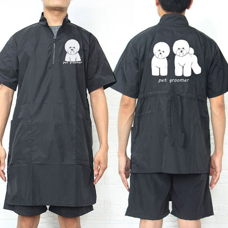 Pet Grooming Clothing Waterproof Work Clothes For Pet Stores Short Sleeve Tops Anti Hair And Anti-static Pet Groomer Uniform