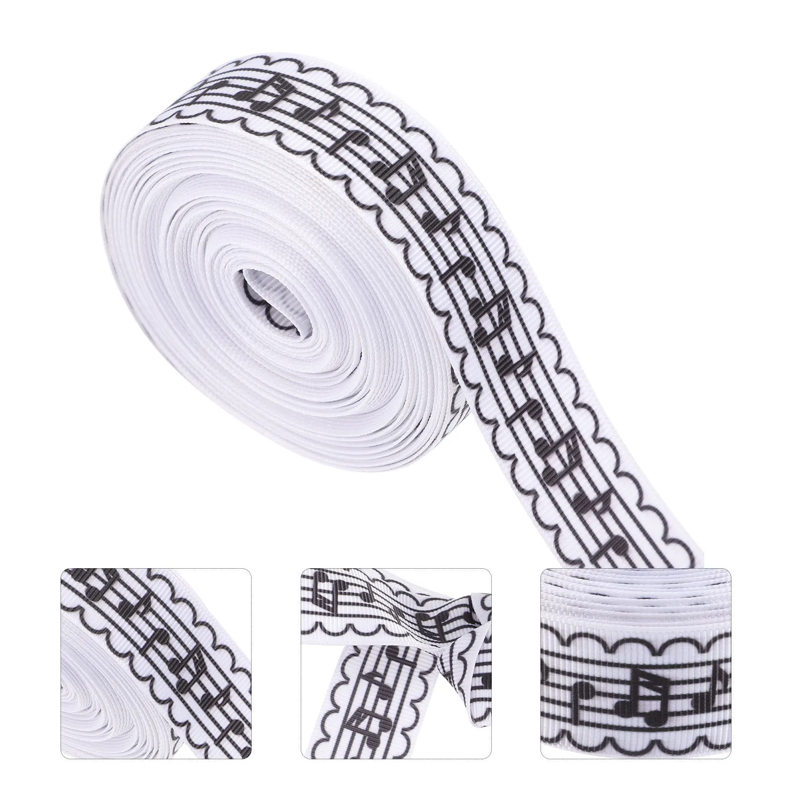 

10 Yard Black White Music Note Ribbon 1 Inch Wide for Gift Wrapping Craft Projects Scrapbook Ornaments Holiday Wedding Decor