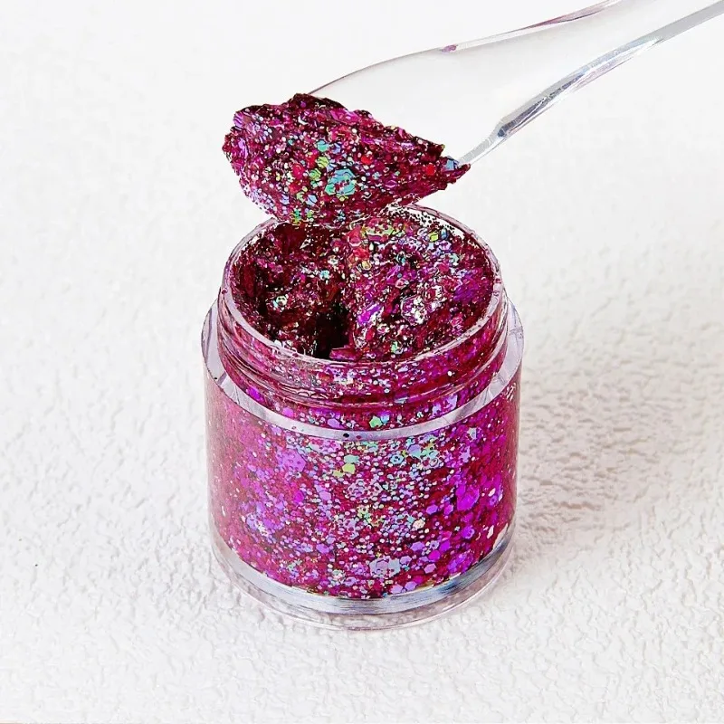 Pailletten-Körper-Glitzer-Gel, langlebiger Glitzer für Körper, Gesicht, Haare, Chamäleon, Lidschatten, Pailletten, Creme, Diamant-Make-up, Party, Festival
