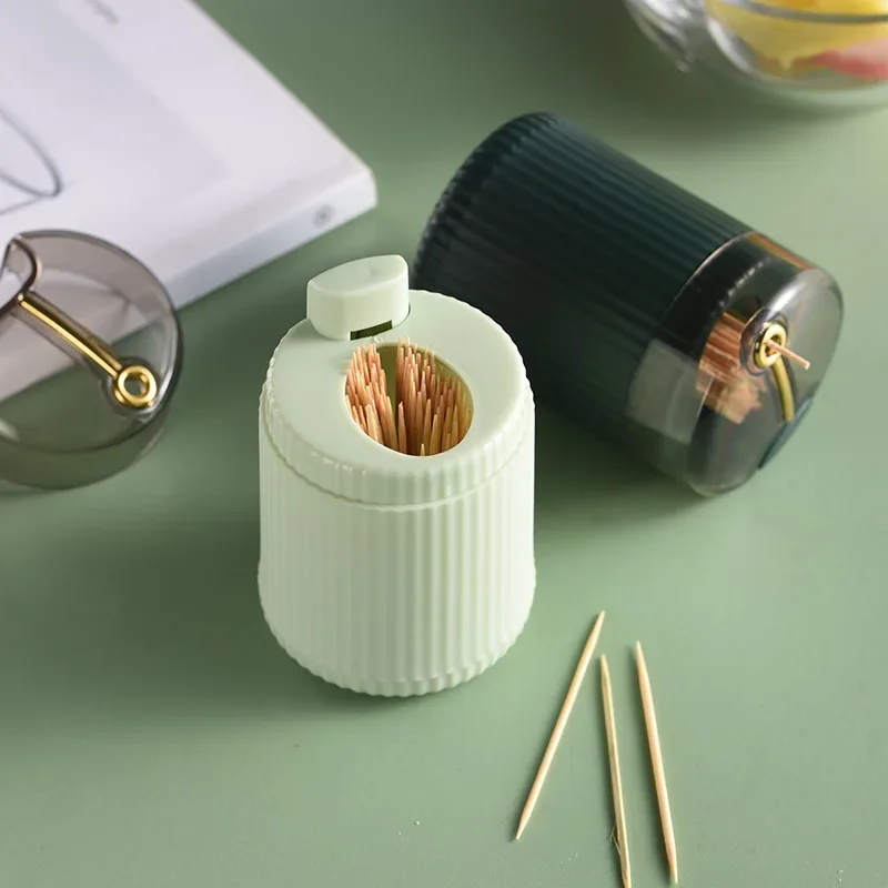 

Simple Toothpick Box Toothpick Dispenser Ceative Push Automatic Eject Toothpick Jar Household Convenient Gift Home Gadget