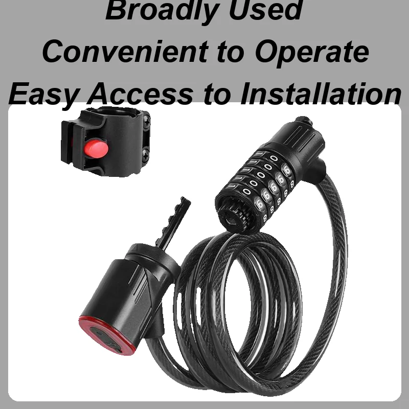 

Cycle Chain Lock 5-Digit Combination Motorcycle Safety Lock With Light Cut-Resistant Safety Bike Accessories For Urban Commuting