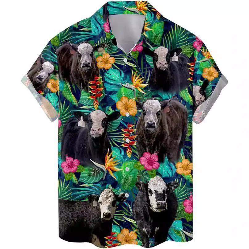 

2025 Summer New Large Men's Casual 3D Digital Printed Short Sleeved Shirt Men's Shirt