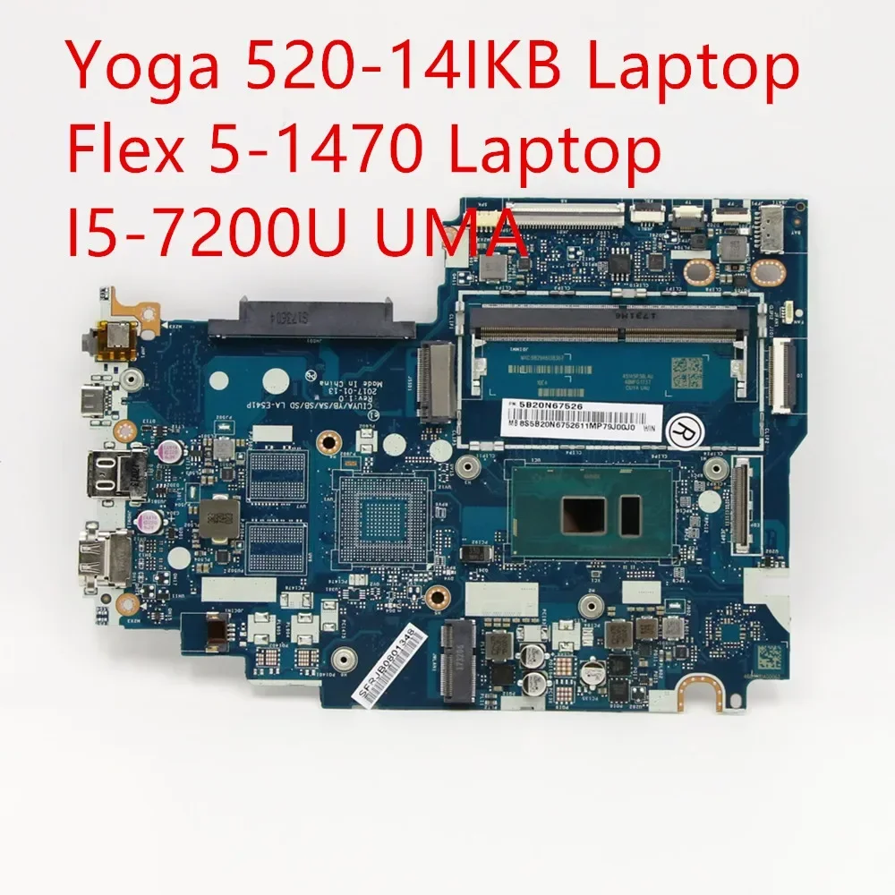 

Motherboard For Lenovo Yoga 520-14IKB/Flex 5-1470 Laptop Mainboard I5-7200U UMA 5B20N67526
