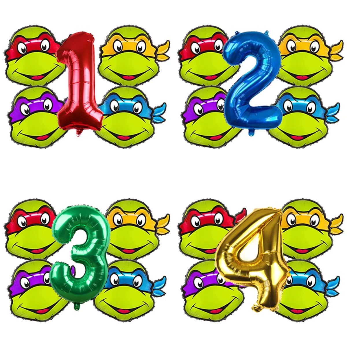 Ninja Turtles Cartoon-Charakter Folienballon-Set für Jungen Geburtstagsfeier Babyparty Hintergrund Wanddekoration Zubehör