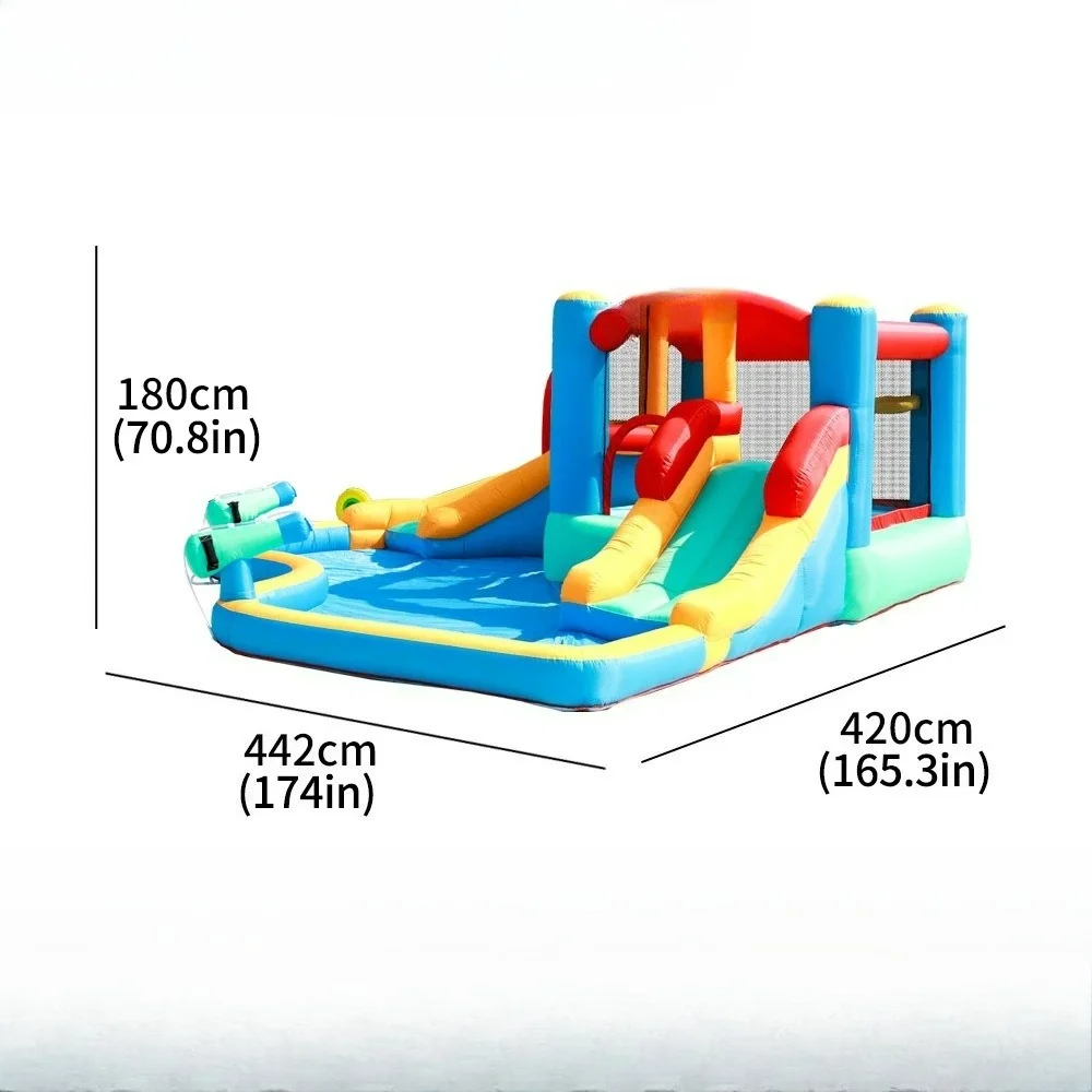 Factory Direct 2026 Outdoor children's large castle children's playground children's inflatable castle water jet slide pool comb