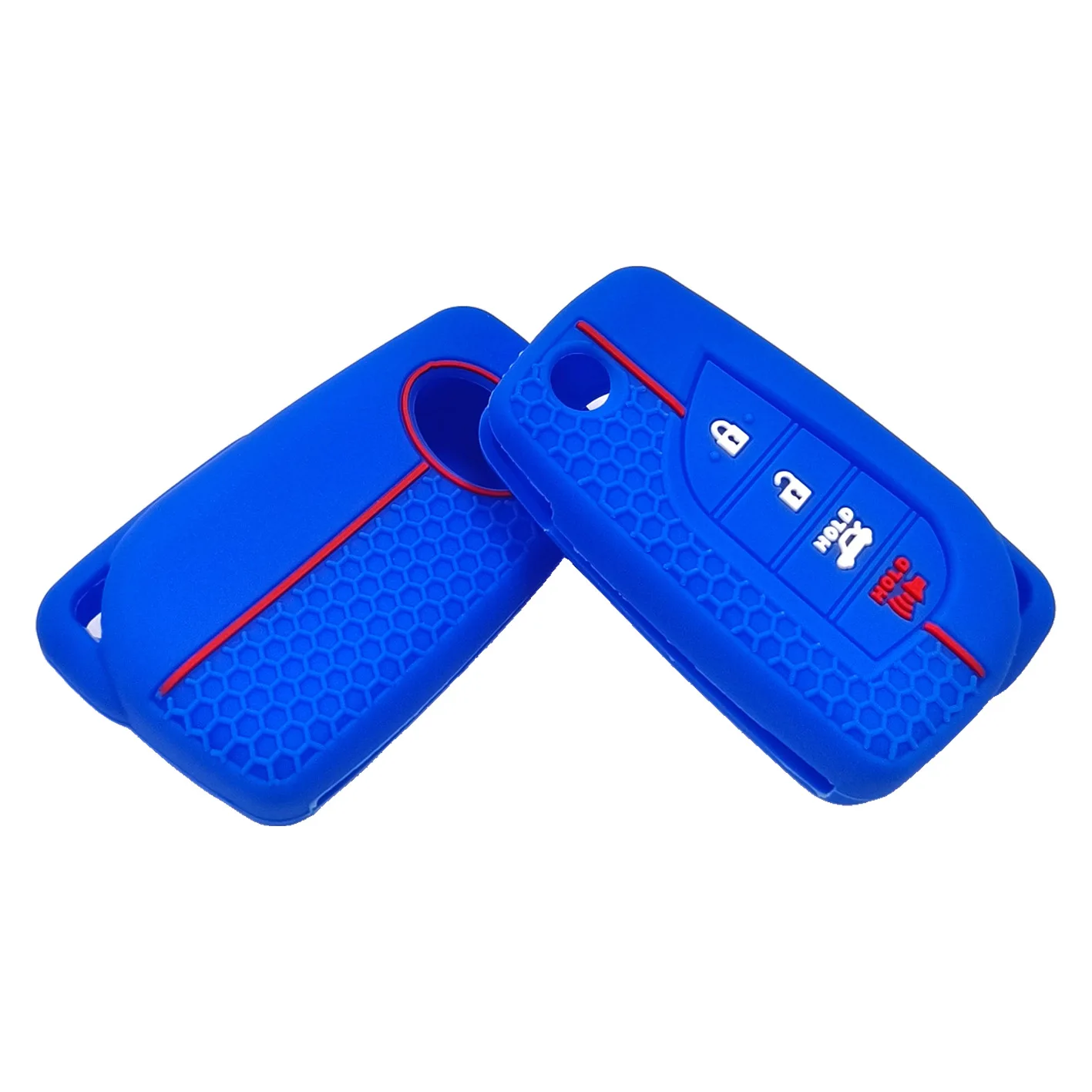 

High-quality silicone key bag, suitable for Toyota Corolla, foldable 4-buckle honeycomb pattern key bag, Crown CHR, Camry
