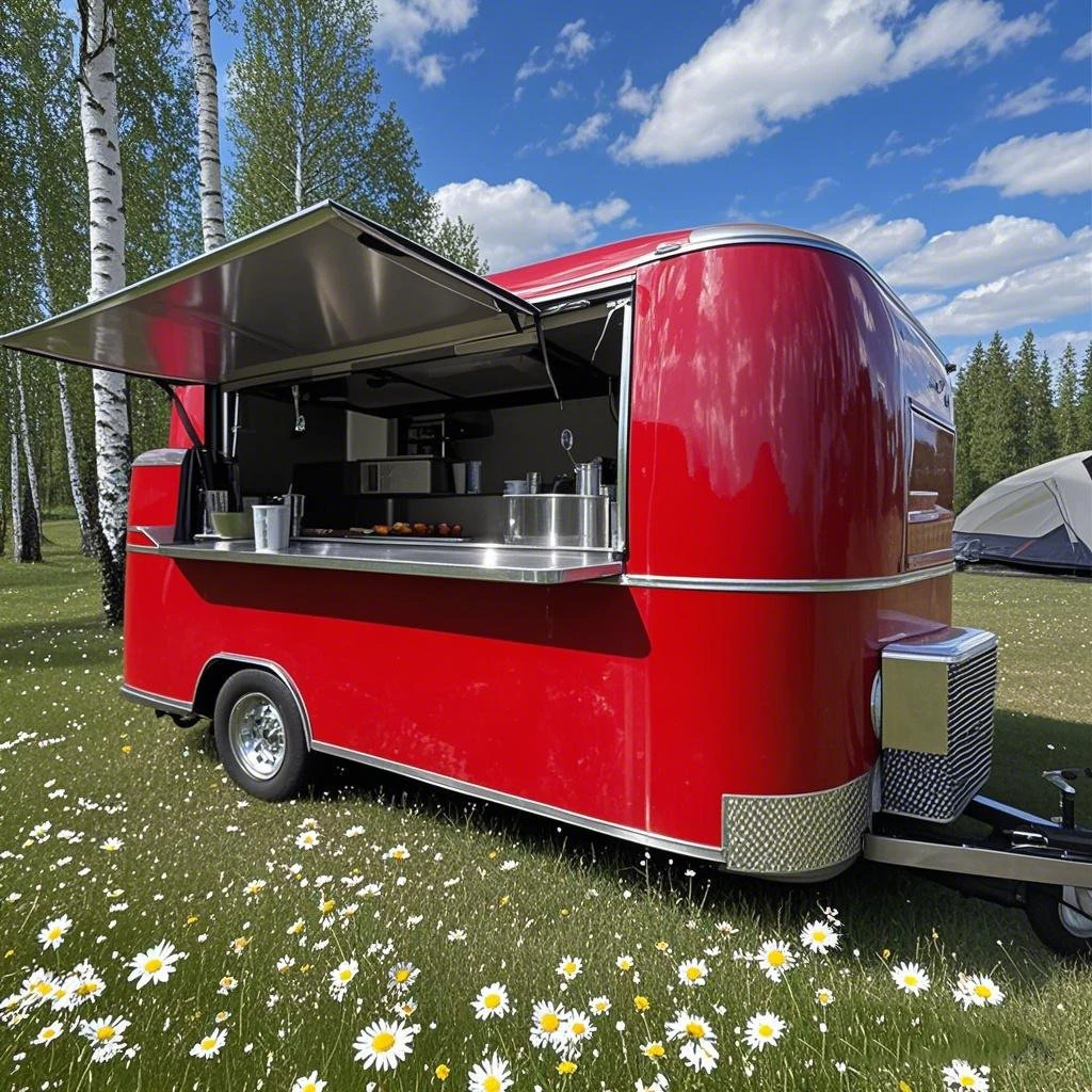2025 신형 맞춤형 스테인리스 스틸 푸드 트레일러 이동식 스낵 푸드 트럭 아이스크림 이동 트레일러 케이터링 트럭 판매