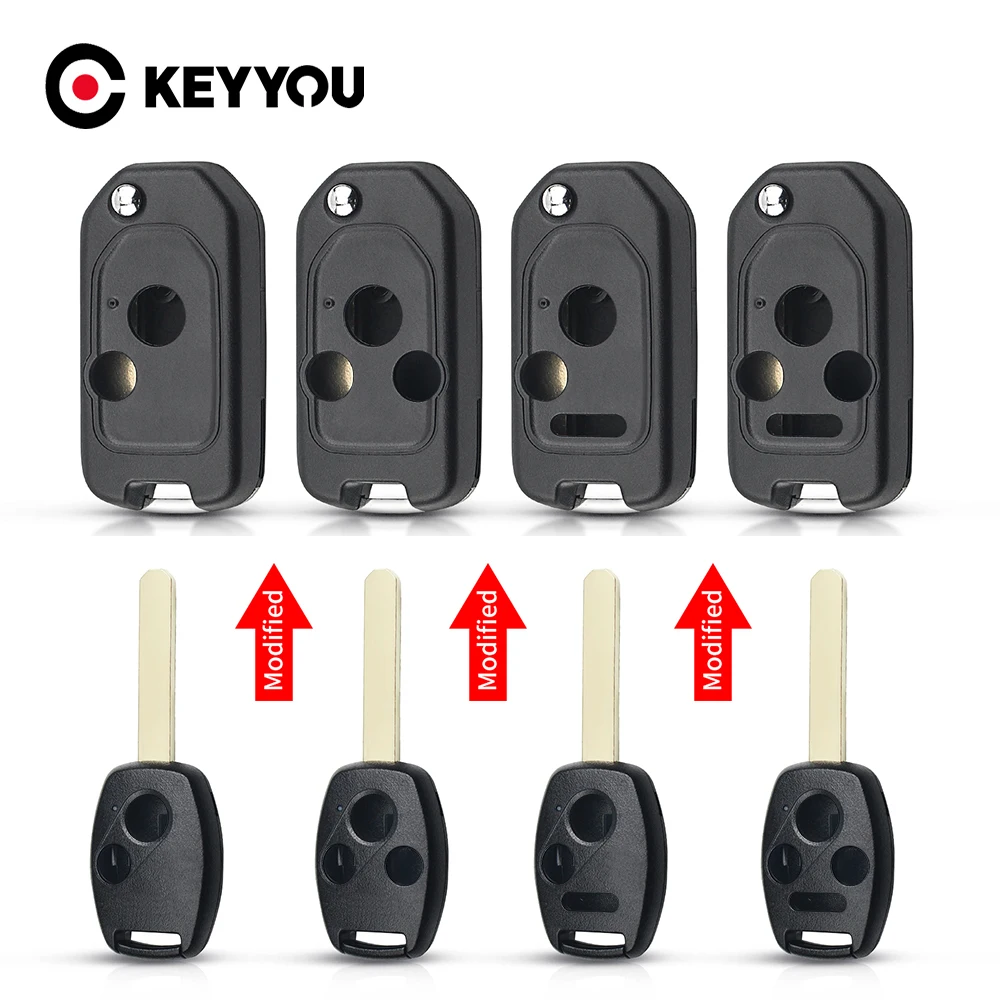 KEYYOU 1PCS Modified Version Flip Folding For Honda Accord CRV Pilot 2007 2008 2009 2010 2011 2012 2013 New Car Key 2/3/4 Button