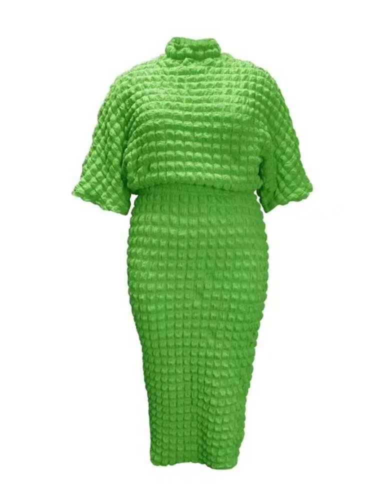 2 قطعة وتتسابق للمرأة حجم كبير ملابس السيدات الخريف طويلة الأكمام جولة الرقبة أعلى وتنورة مطوي Setwholesale دروبشيبينغ #6