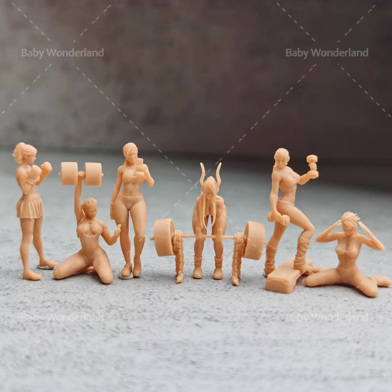 1/64 Fitness Equipment Sexy Beauty Set Gym Scene Figure Model Unpainted Creative Photography Scene Toys Dolls - Image 5