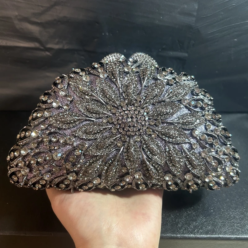 

Женский черный/серый вечерний клатч с камнями, Женский кошелек-цепочка, кошелек для телефона, свадебные клатчи