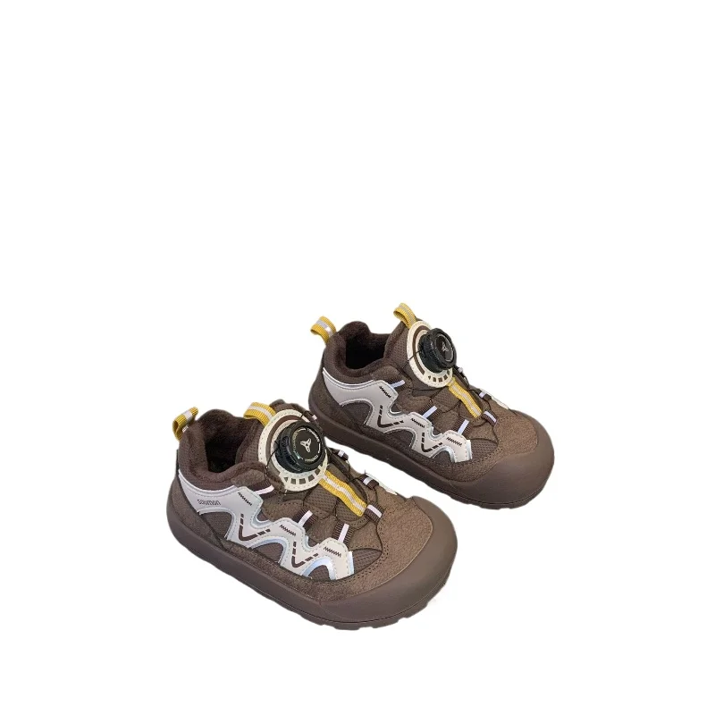 

Winter New Kids Toddler Boys Girls Rotating Button Fleece Sneakers Children's Fashion Warm Casual Shoes