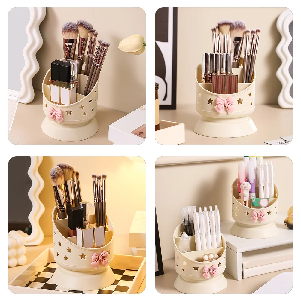 

2pcs Makeup Brush Organizer Large Capacity Grid Compartments Desktop Storage Box For Cosmetics Stationery Pp Material Vanity