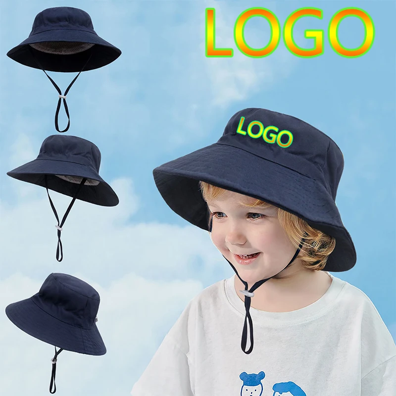 Sombrero de pescador con logotipo personalizado para niños y niñas, gorra de pescador transpirable con protección Uv para exteriores, visera ancha, Playa