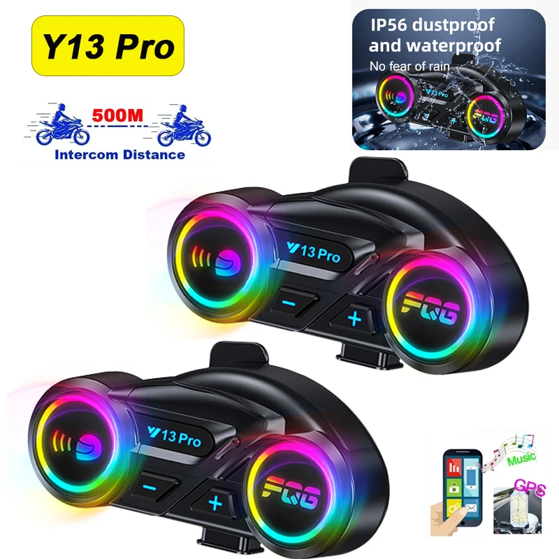 

1/2pcs Motorcycle Intercom Headset Helmet 500M Distance For 2 Riders intercommunicator Waterproof Music Sharing Moto Interphone