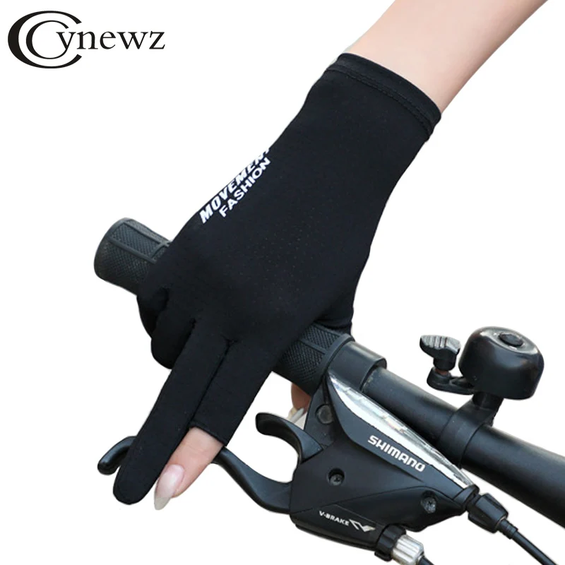 Summer Thin Women Cycling Gloves Ice Silk Mesh Breathable 2 Fingers Exposed Anti-uv Female Outdoor Sport Gloves