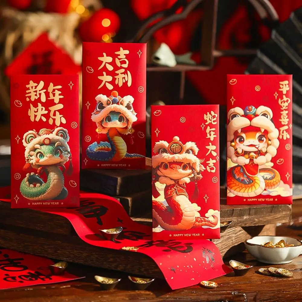 Cartoon Snake Chinese Red Envelope CNY The Chinese Zodiac Packet Envelopes Spring Festival New Year Pocket Bag