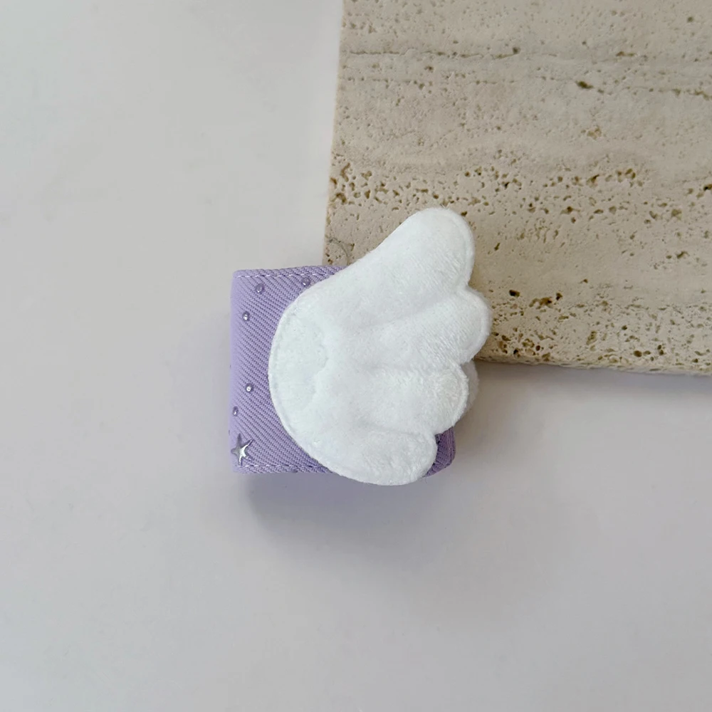 Cute Angel Wings Fabric Data Cable Storage Clip, Charging Cable Storage Bag Makeup Brush, Brush Storage image 5