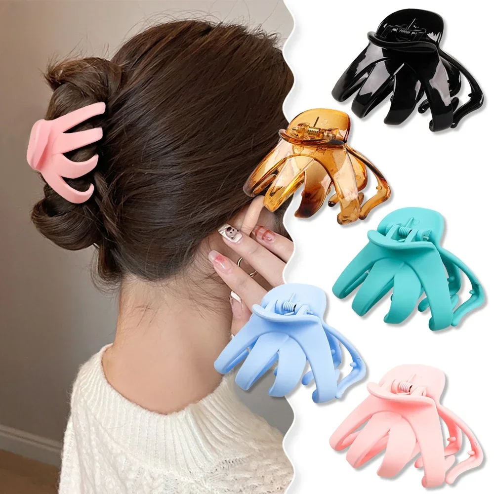 Frosted Octopus Hair Claw Solid Color Ponytail Clip Korean Simple Women Girls Non-Slip Shark Claw Irregular Hair Accessories